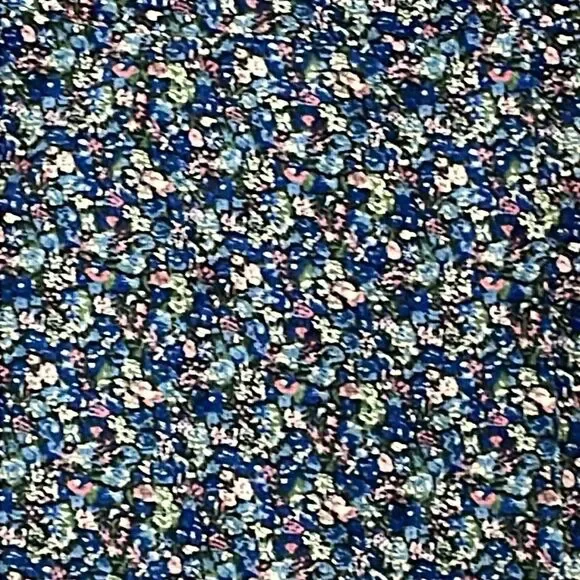 EUC Lulu’s Blue Floral Small Corduroy A Line Skirt with Slit Side Zip - Picture 3 of 6